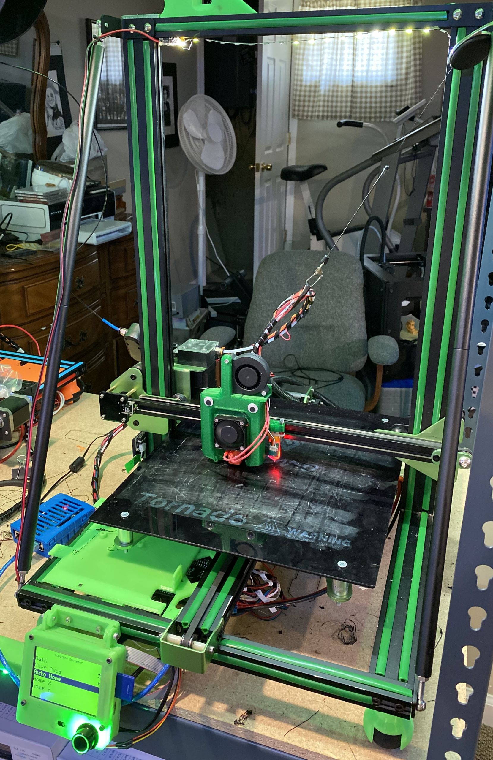 A custom 3D printer with green printed components